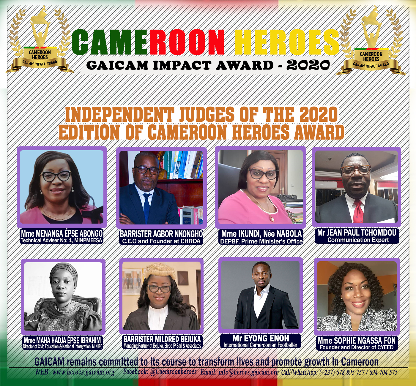 The Final List of Nominees For The 2020 Edition of The Cameroon Heroes  Award – GAICAM